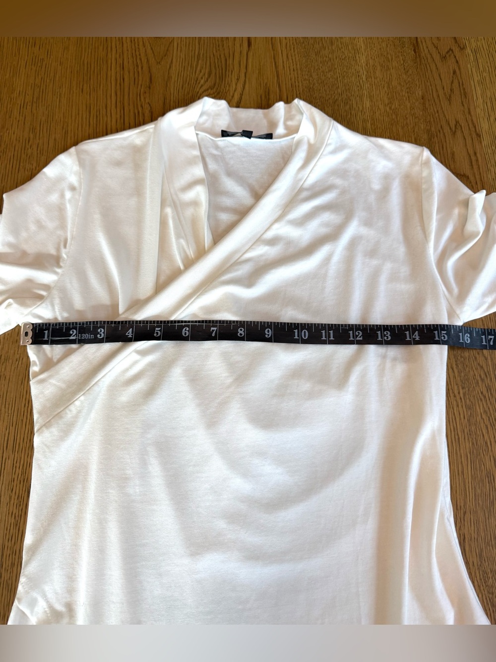 Marella Wrap Front Tunic Top White Draped V Neck 3/4 Sleeve M - Picture 2 of 9